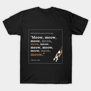 Calico Cat funny motivational Meow quote T-Shirt